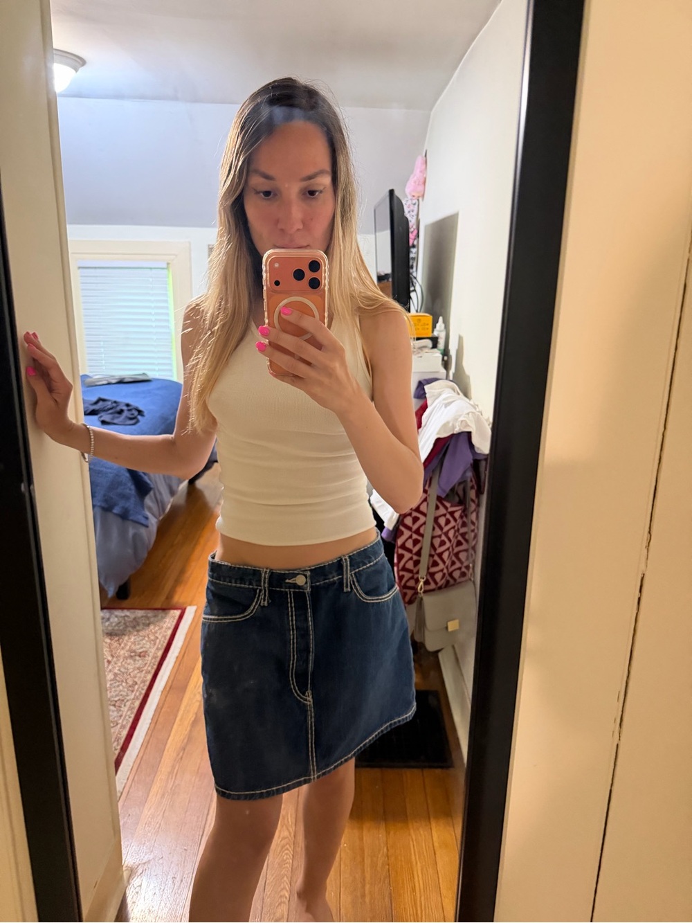 Branded denim skirt, size 29. Original price $250. Worn only a couple of times.